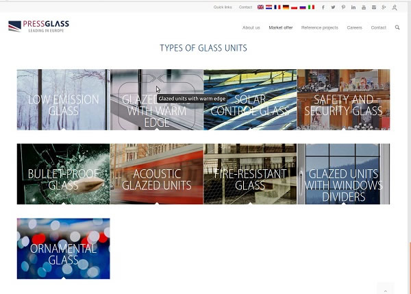 PRESS GLASS with new website