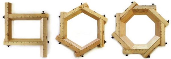 Fig. 13 Moulds with adjustable edge lengths by Bamboo Tools for quadrangular, hexagonal and octagonal shapes.