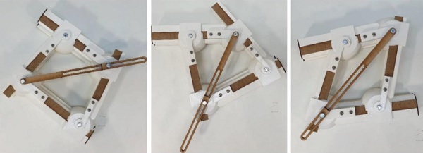 Fig. 16 Prototype of the adjustable mould in three different configurations.