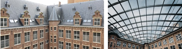 Figure 1: Impression of the project, left: existing courtyard, right: new situation