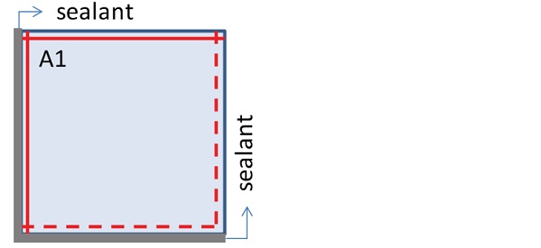 Figure 2 - Application of different sealant material on the edges of the samples 300 mm x 300 mm