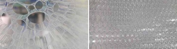 Fig 2 Examples of material inside insulated glass panel cavity a.) PVC, b.)Aluminium honeycomb