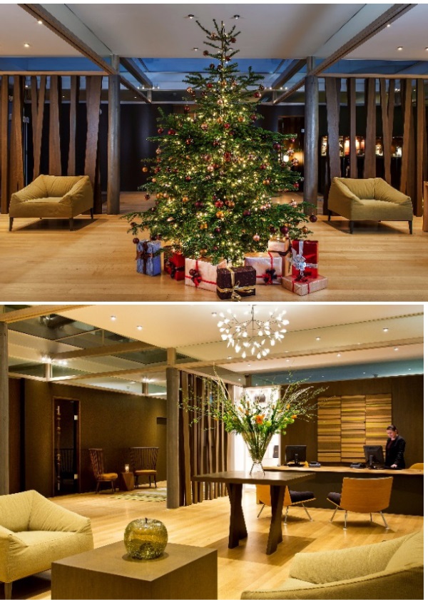 Fig. 3 Timber-glass beamsat reception and lobby ofPalafitte hotel, Monruz, Switzerland (courtesy of Sandoz Foundation Hotels).