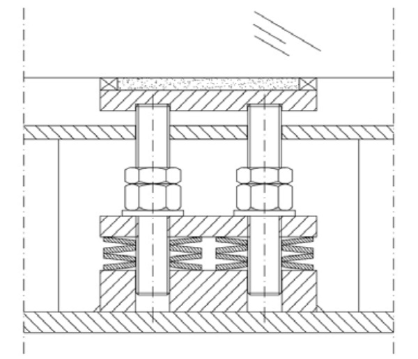 Figure 4 Elastic supports on the bottom edge of the façade panels.