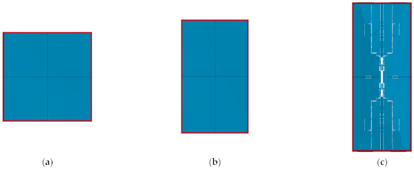 Figure 8. Failure modes of glass (W = 300 kg, R = 100 m). (a) i = 1. (b) i = 1.56. (c) i = 2.56.