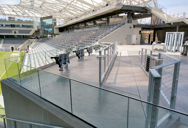 Banc of California Stadium – Los Angeles, CA | ADA compliant glass and cable rail with steel framing