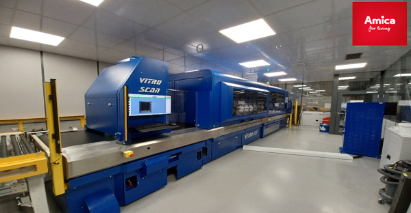 Visual of the Vitro-Jet Single Pass HA digital printer at AMICA's facilities.