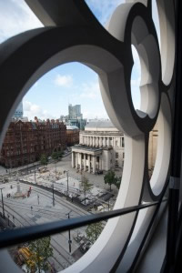 The view from one of the tracery windows across St Peter’s Square
