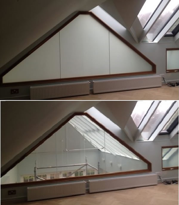 Fire Resistant Switchable Glass installed in a residential application. Project in collaboration with Pryoguard.