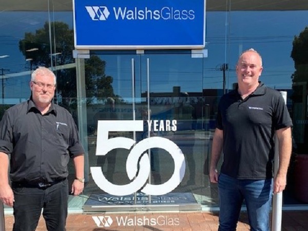 From the left: Steve Cuff, Executive Operations Manager, and Andrew Parker, Executive Director of Walshs Glass, Australia