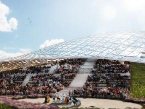 Artist impression of the completed grid shell structure