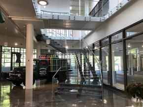 TCP worked with the glass manufacturer and architect to come up with a tread comprised of low-iron glass with an anti-slip sandblast etch, adding functionality while maintaining the design intent.