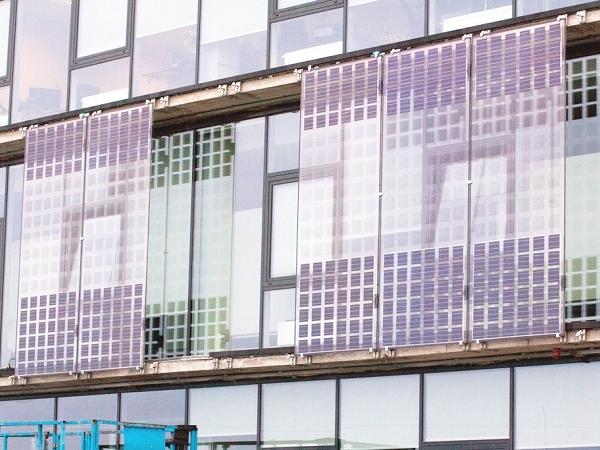 Semi-transparent solar façade as a “second skin” for the building © Glassbel