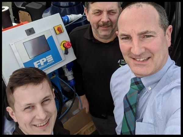 Glass Machinery staff (left to right) Harry, Dave & Mark pictured loading the machine ready to demonstrate to a customer.