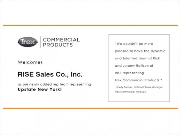 Trex Commercial Products Welcomes RISE Sales Co., Inc. to the Team