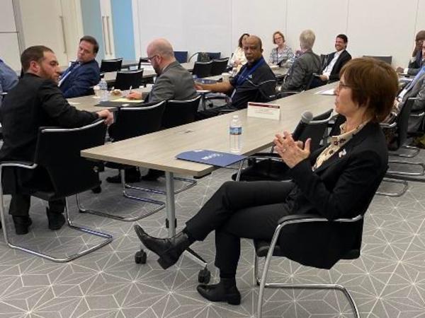 Nicole Harris addresses agency officials during 2023 Advocacy Days.  