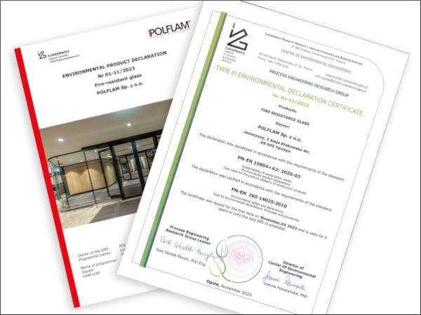 POLFLAM Receives Environmental Product Declaration (EPD) for Monolithic Fire-Resistant Glass Range