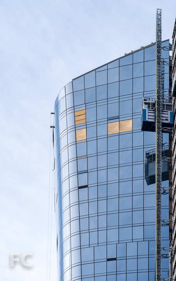 Close-up of the southeast corner of the tower.