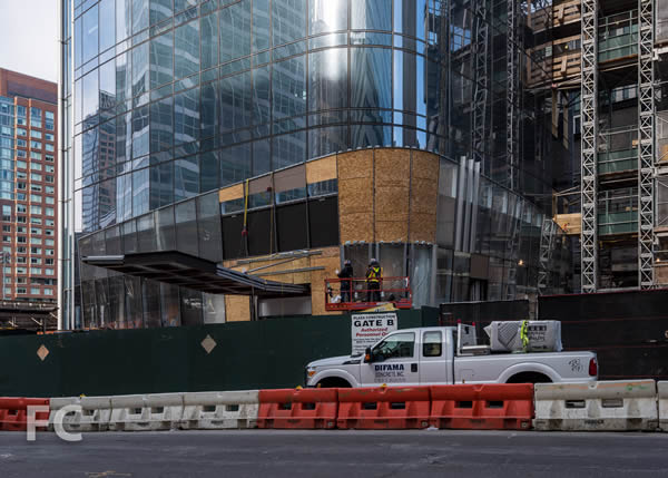 Southeast corner at the residential entry.