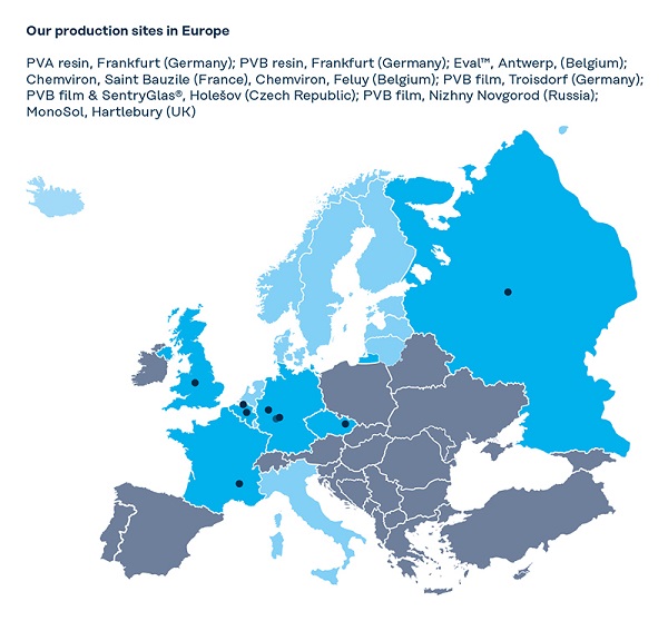 20 years of kuraray in europe map of europe