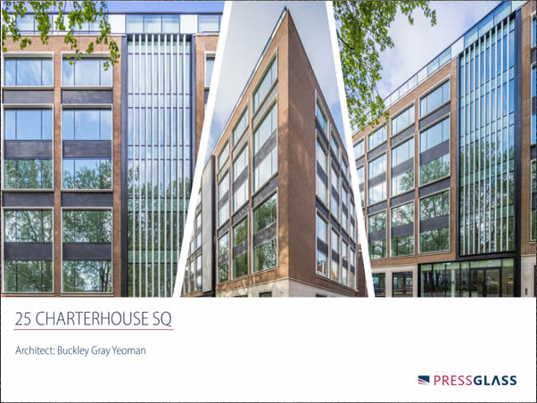 Revitalisation of 25 Charterhouse SQ in London using glass from PRESS GLASS