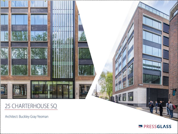 Revitalisation of 25 Charterhouse SQ in London using glass from PRESS GLASS