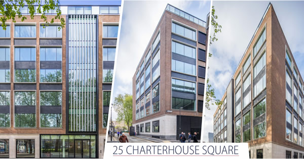 Revitalisation of 25 Charterhouse SQ in London using glass from PRESS GLASS