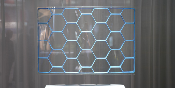 TU Dresden L3!chtglas – thin glass composite panels with adhesive manufactured core structures. Foto: Daniel Pfarr, Institut für Baukonstruktion