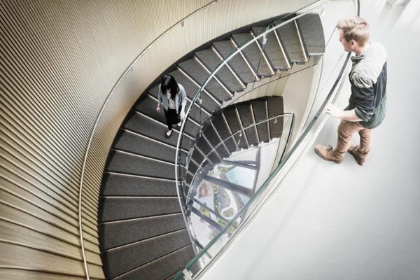 New dramatic open circular stairway connecting from the Observation Deck to the Restaurant Level