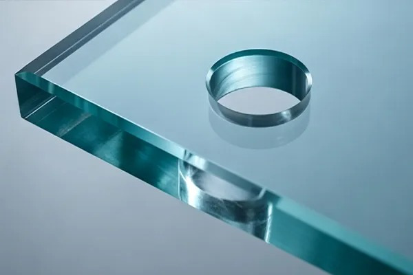 Figure 4. Drilled glass: openings must be prepared before tempering.