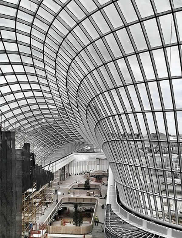 Interior view of Chadstone's glass façade.