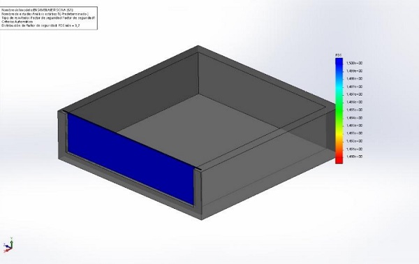 Examples of simulation of stress, displacement and the safety factor of the layers that make up the glass for pool walls included in the technical reports