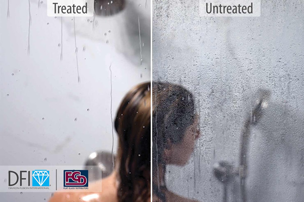 Diamon-Fusion shower door treated vs. untreated