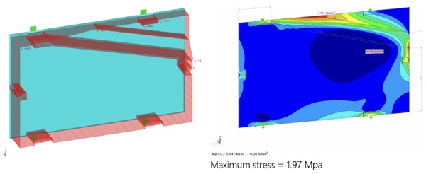 Fig. 10: Boundary conditions view and worst case shadow arrangement (RFEM Dlubal V6)