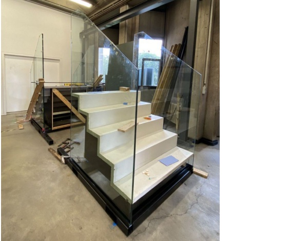 Fig. 11: Stairs on timber frame, ready for bonding.