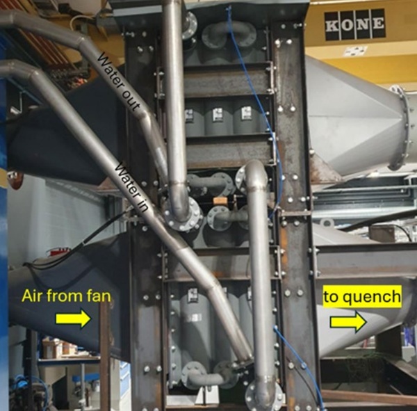 Fig. 11 Air–water heat exchanger as part of air supply to quench.