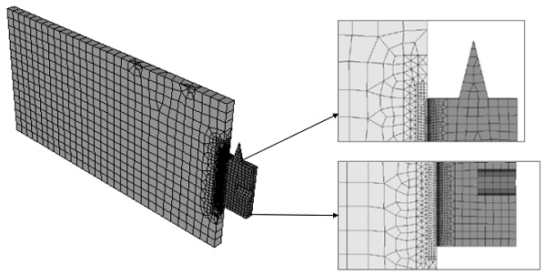 Fig. 11 Mesh of the three-dimensional model in DIANA FEA