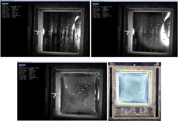 Fig. 12: Blast Test for Case 2 - 1.524 m x 1.524 m Laminate Glass bonded by 6.35 mm x 12.7 mm silicone sealant.