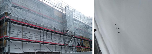 Fig. 12: White back film application once sub-structure and insulation had been installed