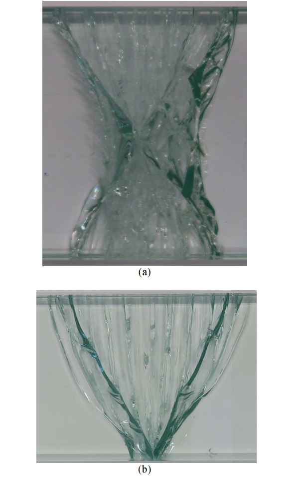 Fig. 13: Type of glass fracture: (a) Surface crack (b) edge crack