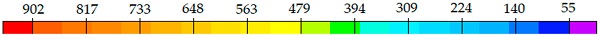 Figure 13. Temperature scale for standard fire mode.