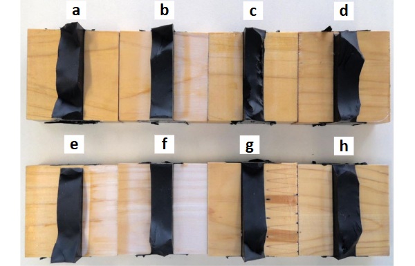 Fig. 13: Timber surface degradation after artificial light exposure.