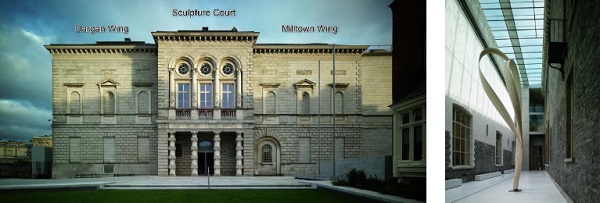 Fig. 13 (Left) National Gallery of Ireland, seen from the Merrion Square. (Right) Inside the courtyard (source: Marie Louise Halpenny).