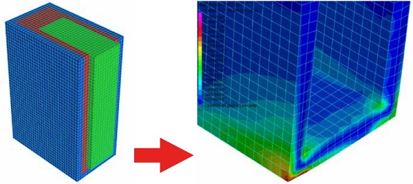 Fig.14 Non-linear analysis of the silicone joint was carried out to ascertain stresses and deforemations