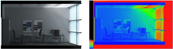 Figure 14. Photon mapping by Lars Grobe (University Luzern, CH) with a retro-interlayer system by Koester Lighting Design