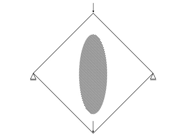 Fig. 17: Approximate area where the top plate ofthe 1.1 mm panel broke into strands instead of shards.