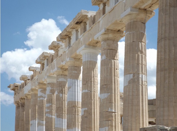 Figure 17c. Parthenon in Athens (Greece), built in the 5th century BC, is restored with the traditional technique of anastylosis in order to preserve the exact original shape and material (Barou 2016).