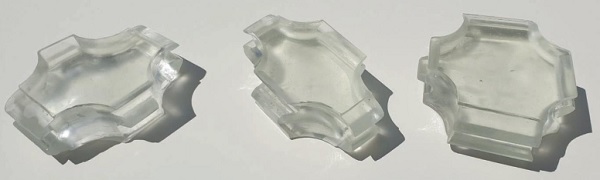 Fig. 18 Resulting cast glass components, made by lost-wax technique.