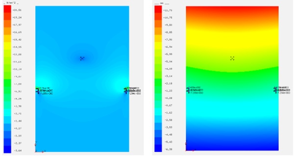 Fig. 19: Maximum stress plot and Maximum deflection plot, © Werner Sobek.