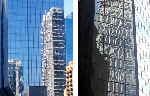 Figure 1: Examples of bad visual quality of facades and tempered glass in Chicago and New York